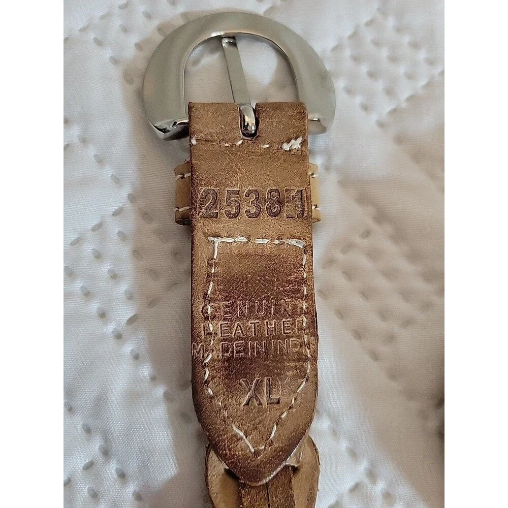 Vintage Tan Braided Genuine Leather Belt Womens Size XL ~ Quality ~